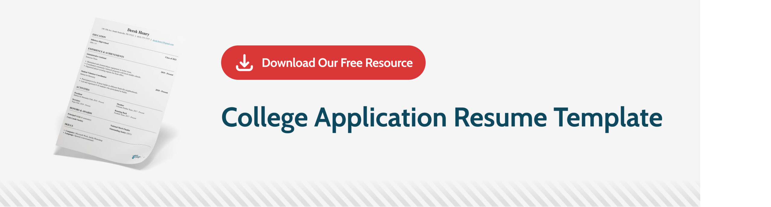 college app resume format